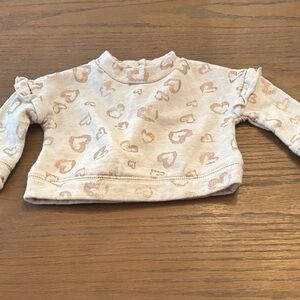 btween Kids Heart Pattern Sweatshirt - Cream and Tan